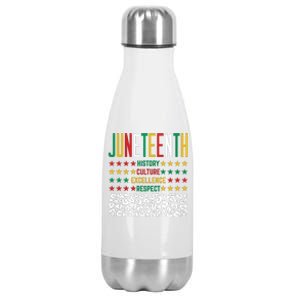 Juneteenth History Culture Excellence Respect Stainless Steel Insulated Water Bottle