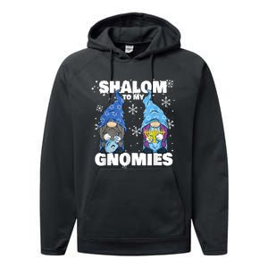 Jewish Hanukkahorah Dreidel Gnome Shalom To My Gnomies Performance Fleece Hoodie