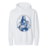 Jesus Holding Dinosaur Garment-Dyed Fleece Hoodie