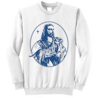 Jesus Holding Dinosaur Sweatshirt