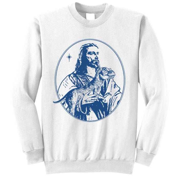 Jesus Holding Dinosaur Sweatshirt