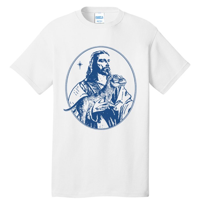 Jesus Holding Dinosaur Tall T-Shirt