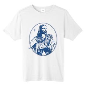 Jesus Holding Dinosaur Tall Fusion ChromaSoft Performance T-Shirt