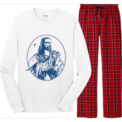 Jesus Holding Dinosaur Long Sleeve Pajama Set