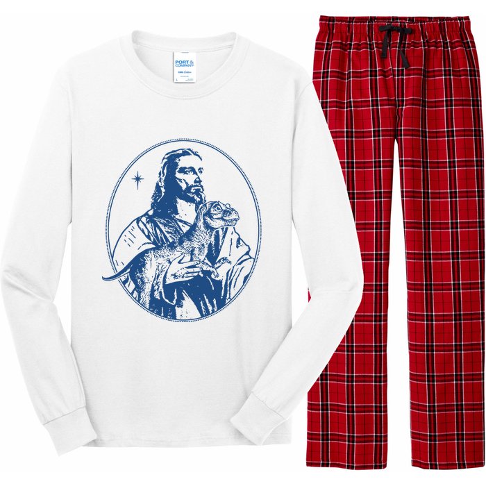 Jesus Holding Dinosaur Long Sleeve Pajama Set