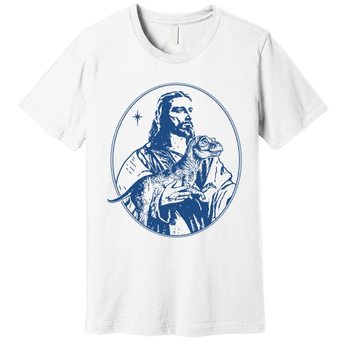 Jesus Holding Dinosaur Premium T-Shirt