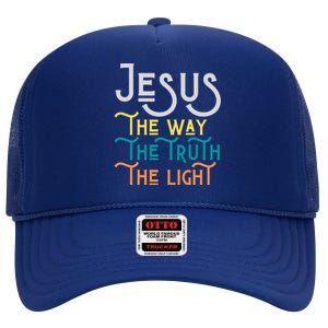 Jesus Happy Easter Family Mom Dad Meaningful Gift High Crown Mesh Back Trucker Hat