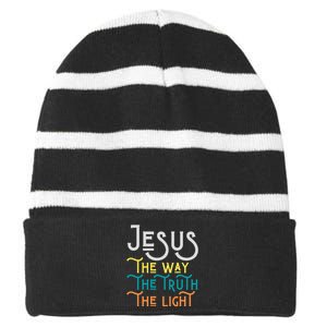 Jesus Happy Easter Family Mom Dad mother's day Striped Beanie with Solid Band