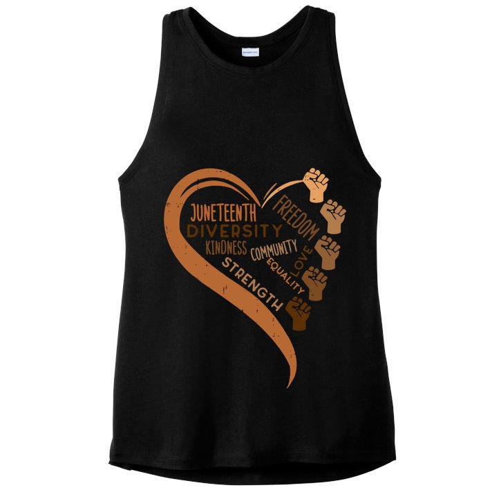 Juneteenth Heart Fists Black History Melanin Ladies PosiCharge Tri-Blend Wicking Tank
