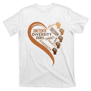 Juneteenth Heart Fists Black History Melanin T-Shirt