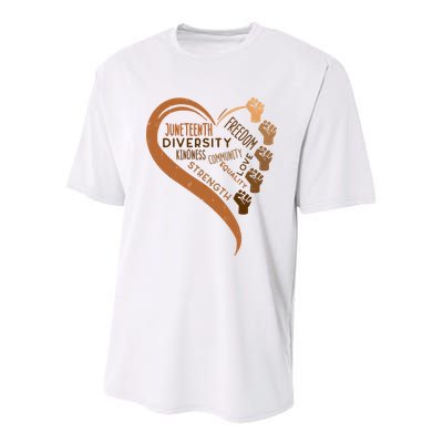 Juneteenth Heart Fists Black History Melanin Youth Performance Sprint T-Shirt
