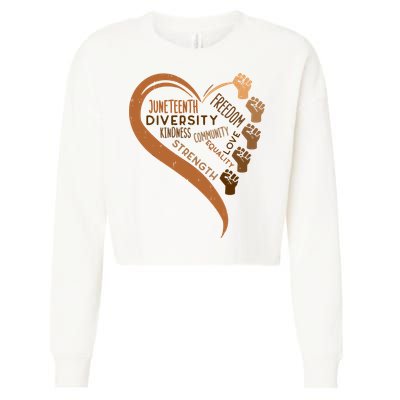 Juneteenth Heart Fists Black History Melanin Cropped Pullover Crew