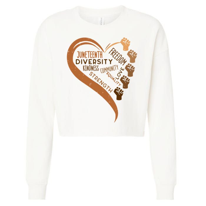 Juneteenth Heart Fists Black History Melanin Cropped Pullover Crew