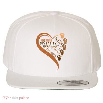 Juneteenth Heart Fists Black History Melanin Wool Snapback Cap