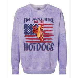 Just Here For The Hot Dogs Colorblast Crewneck Sweatshirt