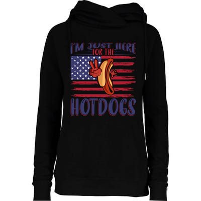 Just Here For The Hot Dogs Womens Funnel Neck Pullover Hood