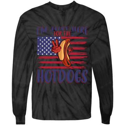 Just Here For The Hot Dogs Tie-Dye Long Sleeve Shirt