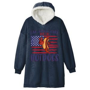 Just Here For The Hot Dogs Hooded Wearable Blanket