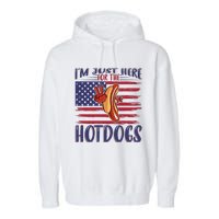 Just Here For The Hot Dogs Garment-Dyed Fleece Hoodie