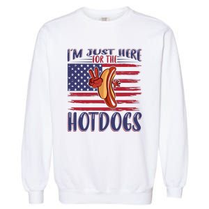 Just Here For The Hot Dogs Garment-Dyed Sweatshirt