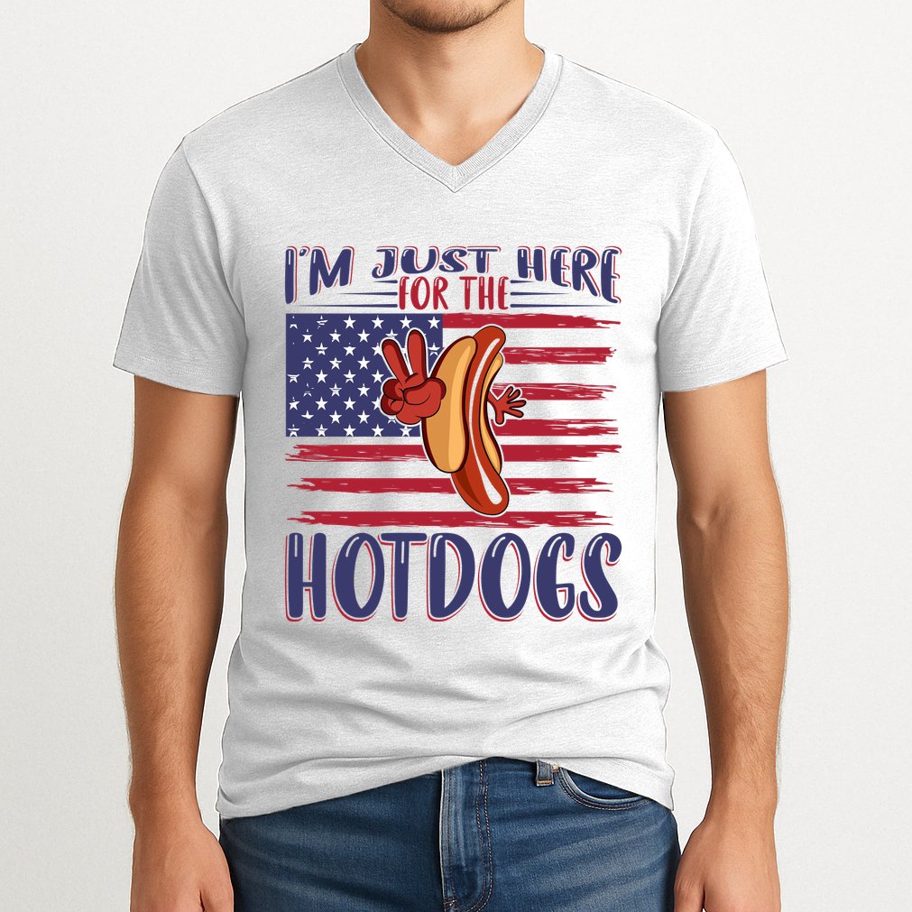 Just Here For The Hot Dogs V-Neck T-Shirt