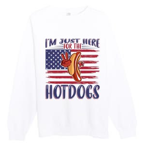 Just Here For The Hot Dogs Premium Crewneck Sweatshirt