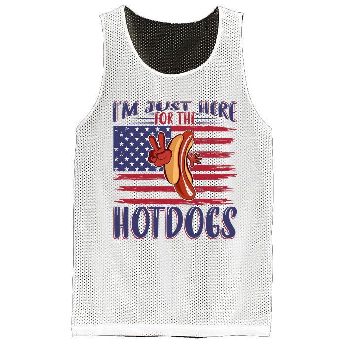 Just Here For The Hot Dogs Mesh Reversible Basketball Jersey Tank