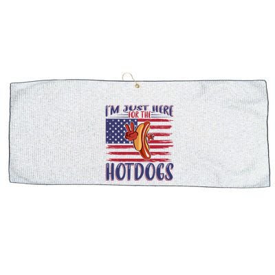 Just Here For The Hot Dogs Large Microfiber Waffle Golf Towel