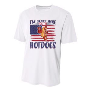 Just Here For The Hot Dogs Youth Performance Sprint T-Shirt