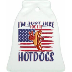 Just Here For The Hot Dogs Ceramic Bell Ornament