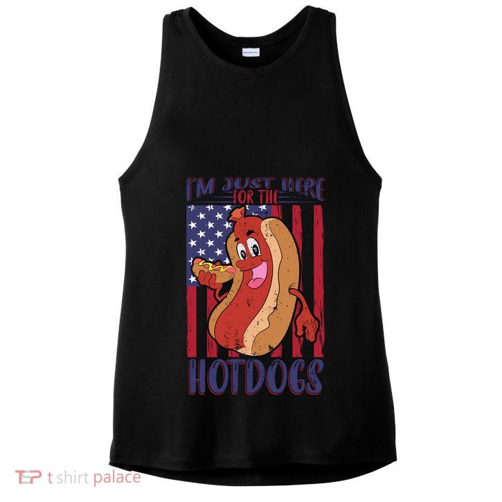 Just Here For The Hot Dogs Ladies PosiCharge Tri-Blend Wicking Tank