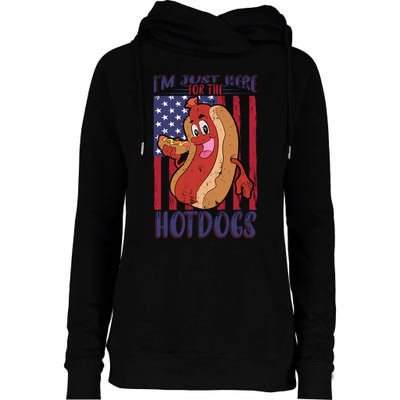 Just Here For The Hot Dogs Womens Funnel Neck Pullover Hood