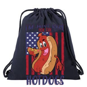 Just Here For The Hot Dogs Drawstring Bag