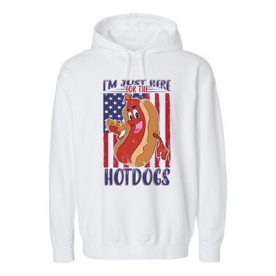 Just Here For The Hot Dogs Garment-Dyed Fleece Hoodie