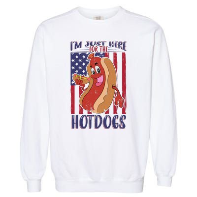 Just Here For The Hot Dogs Garment-Dyed Sweatshirt