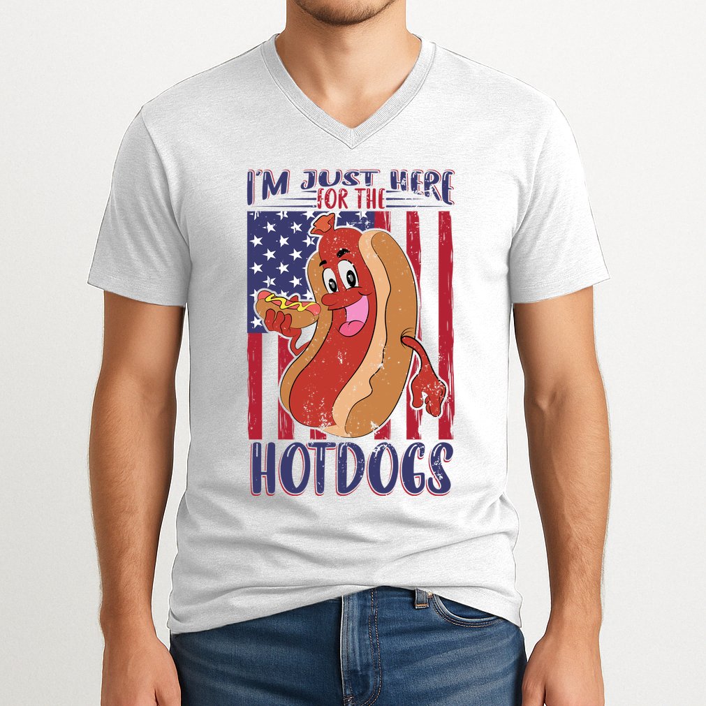 Just Here For The Hot Dogs V-Neck T-Shirt
