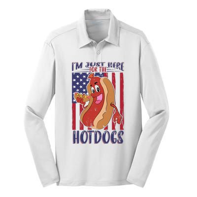 Just Here For The Hot Dogs Silk Touch Performance Long Sleeve Polo