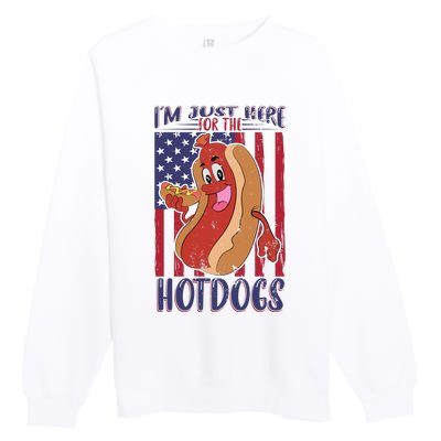 Just Here For The Hot Dogs Premium Crewneck Sweatshirt