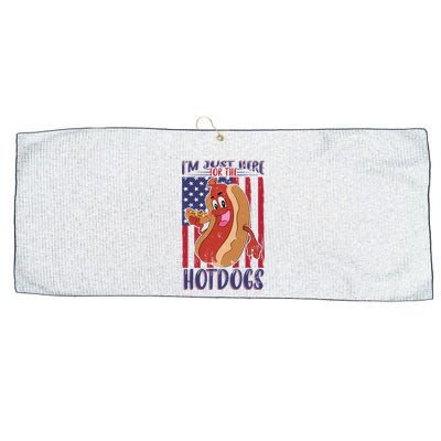 Just Here For The Hot Dogs Large Microfiber Waffle Golf Towel