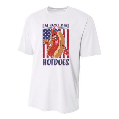 Just Here For The Hot Dogs Youth Performance Sprint T-Shirt