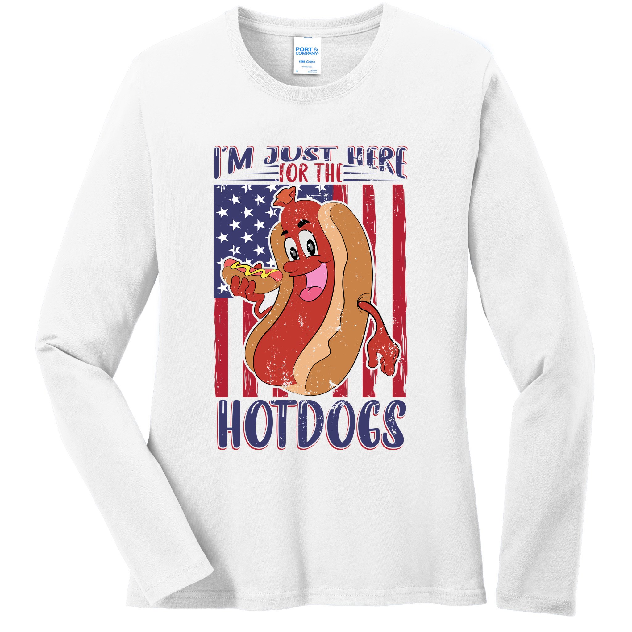 Just Here For The Hot Dogs Ladies Long Sleeve Shirt