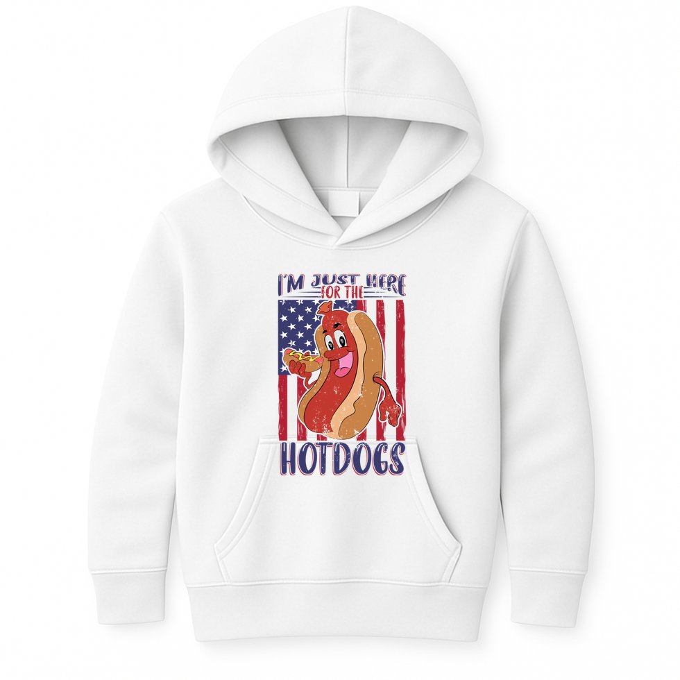 Just Here For The Hot Dogs Kids Hoodie