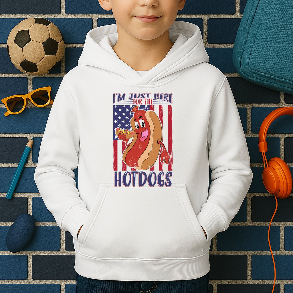 Just Here For The Hot Dogs Kids Hoodie