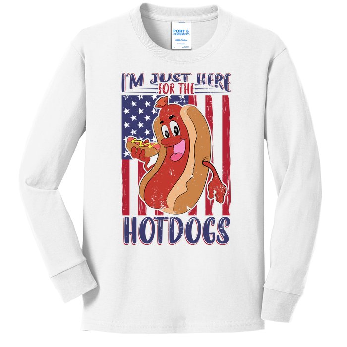 Just Here For The Hot Dogs Kids Long Sleeve Shirt