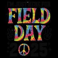 Just Here For Field Day 2025 Sign Peace Teacher Tie Dye Doggie Tank