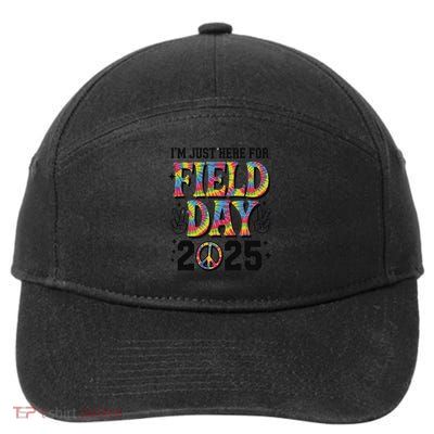 Just Here For Field Day 2025 Sign Peace Teacher Tie Dye 7-Panel Snapback Hat