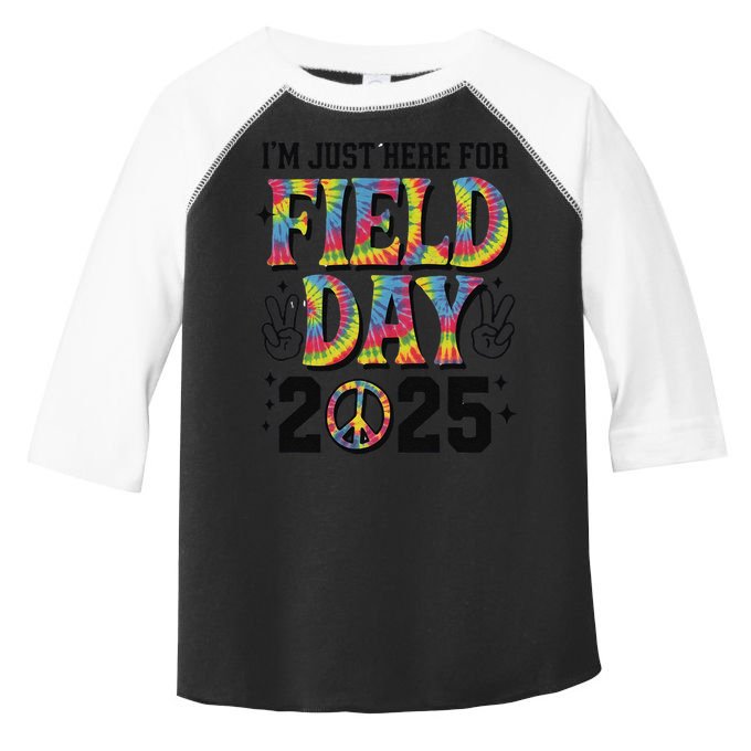 Just Here For Field Day 2025 Sign Peace Teacher Tie Dye Toddler Fine Jersey T-Shirt