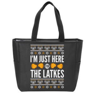  Just Here for Latkes Hebrew Jewish Happy Hanukkah Zip Tote Bag