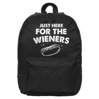 Just Here For The Wieners Funny Hot Dog 4th Of July American 16 in Basic Backpack