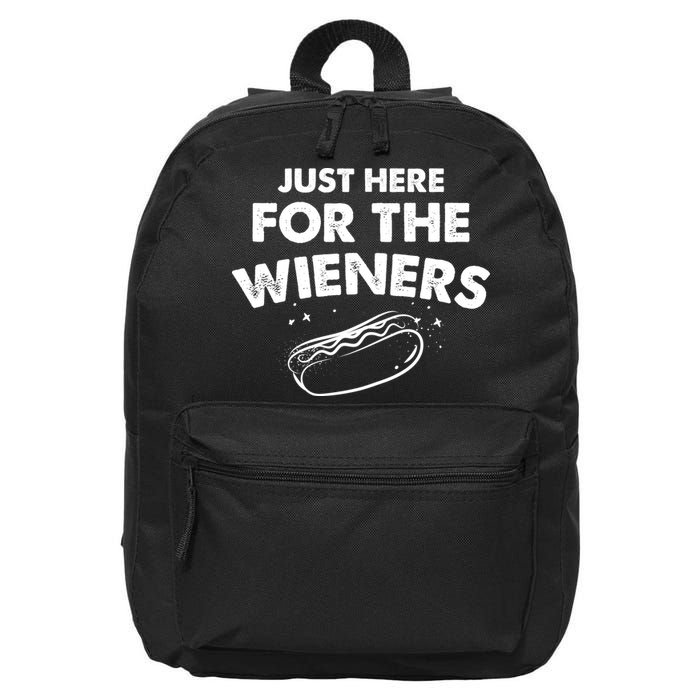 Just Here For The Wieners Funny Hot Dog 4th Of July American 16 in Basic Backpack